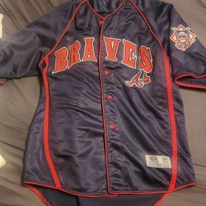 Braves Navy and Red Men's Jersey